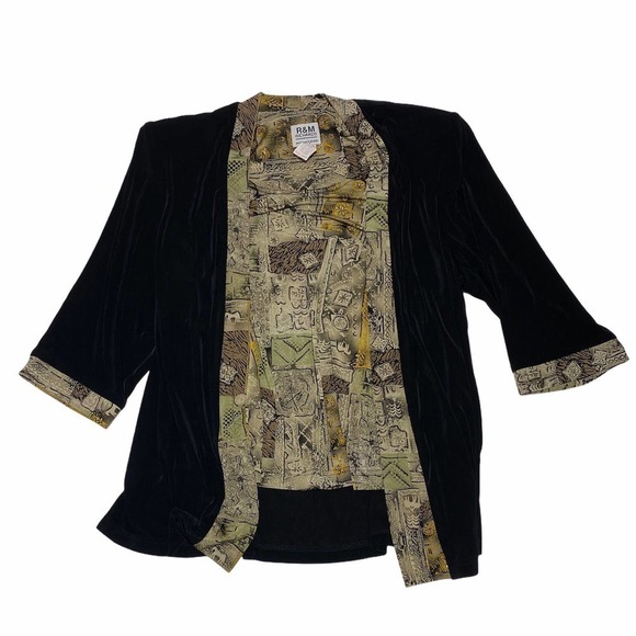 R&m Richards Cardigan Mock Blouse Shirt Set 18WP - Picture 7 of 11